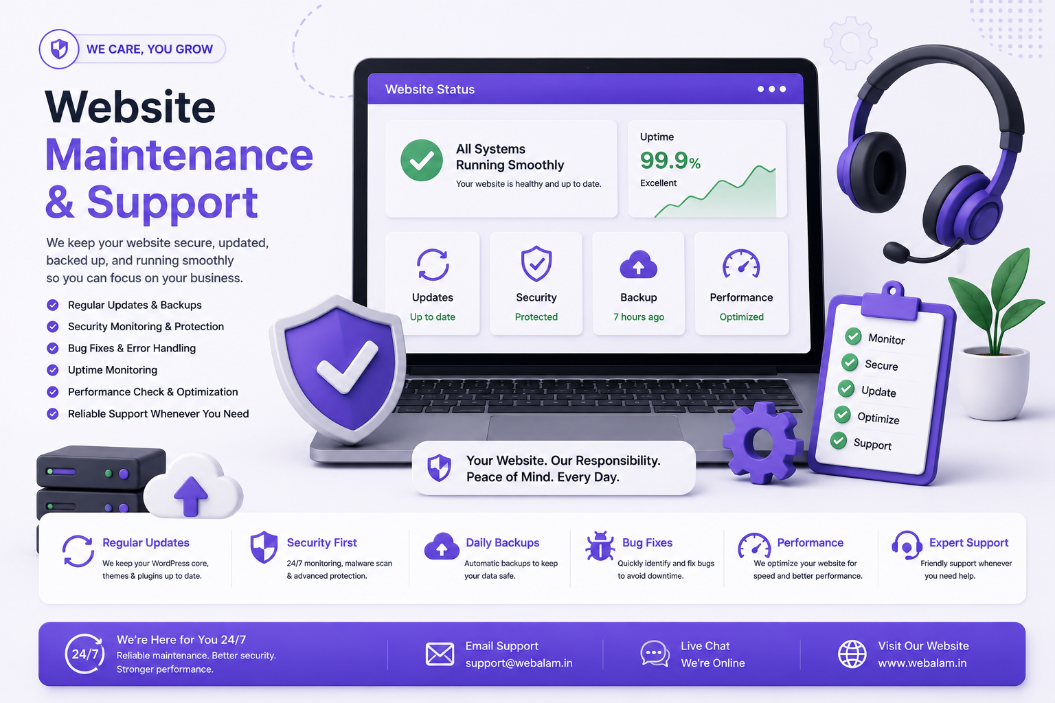 Professional Website Maintenance and Support Services by Webalam